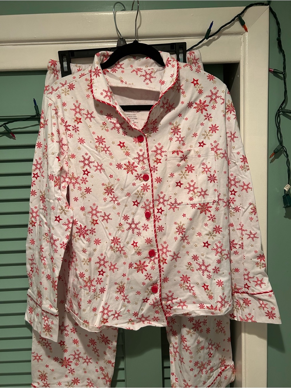 American Girl White and Red Snowflake Pajama Set